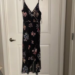 Floral High Low Dress. Adjustable straps.